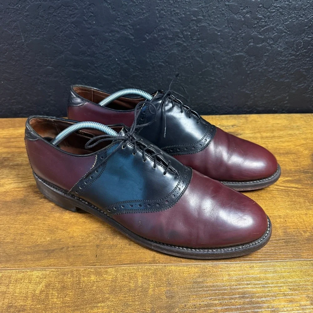 Allen Edmonds Polo 8271 Burgundy Black Leather Wingtip Oxford Mens 11 D